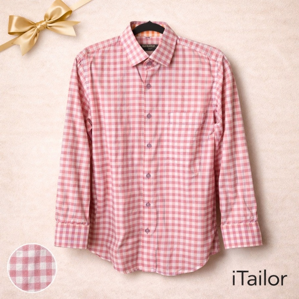 ITailor Pink Lavender Checked Shirt, Medium